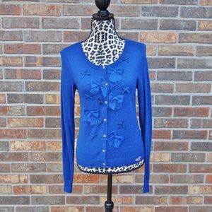 Hollister Royal Blue Bow Cardigan Sweater - Medium